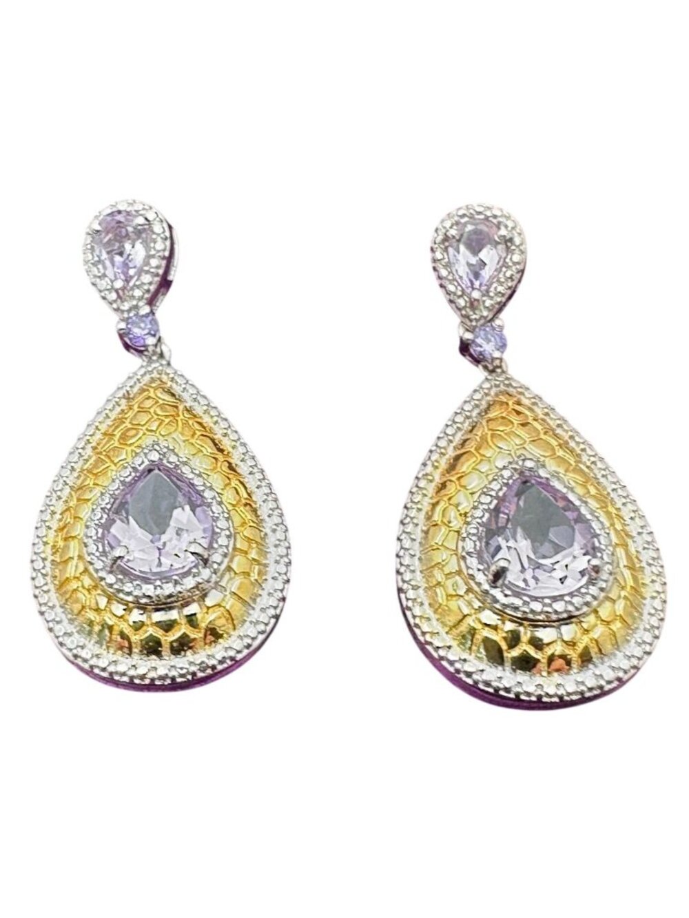 D'Joy Amethyst Sterling Silver Chandelier Pierced Earrings 1.5"